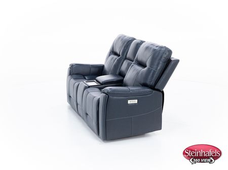 Matthew Leather Fully Loaded Zero Gravity Reclining Console Loveseat With Wireless Charging In Ocean