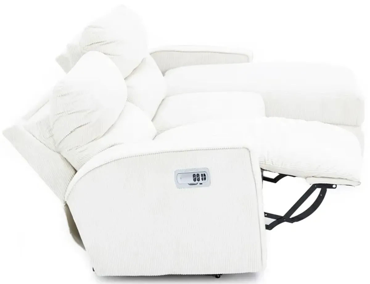 Maddie 3-Pc. Power Headrest Reclining Chaise Sofa With Wireless Remote