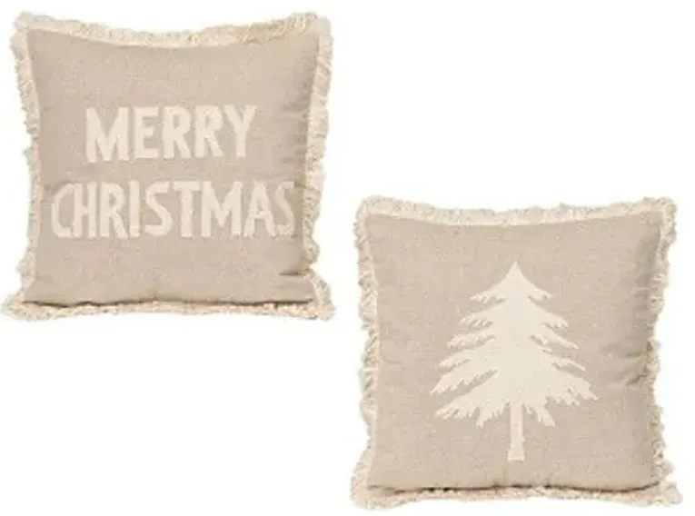 Assorted Tan Christmas Pillow 16"W x 16"H (Each)