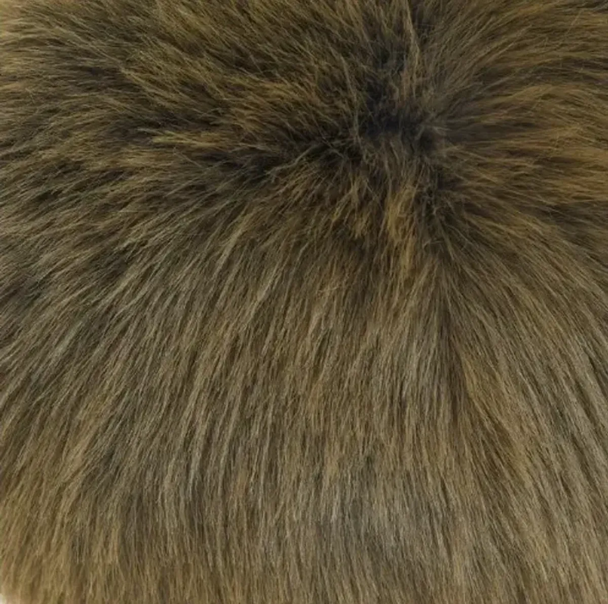 Brown Faux Fox Hair Round Feather Pillow 12"W x 12"H