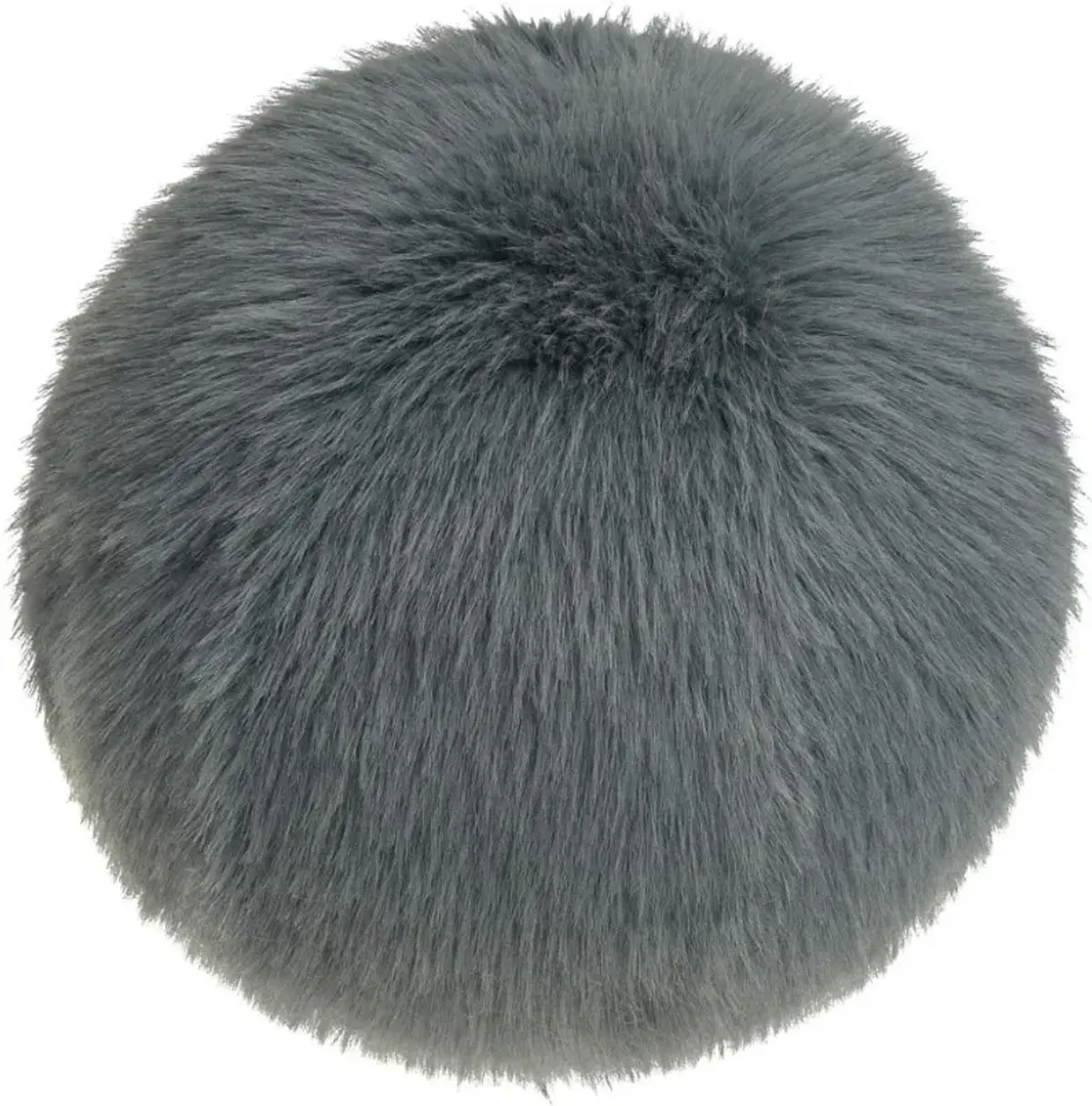 Taupe Faux Fox Hair Round Feather Pillow 12"W x 12"H