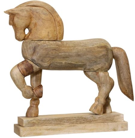 Natural Wood Horse Figure 20"W x 21"H
