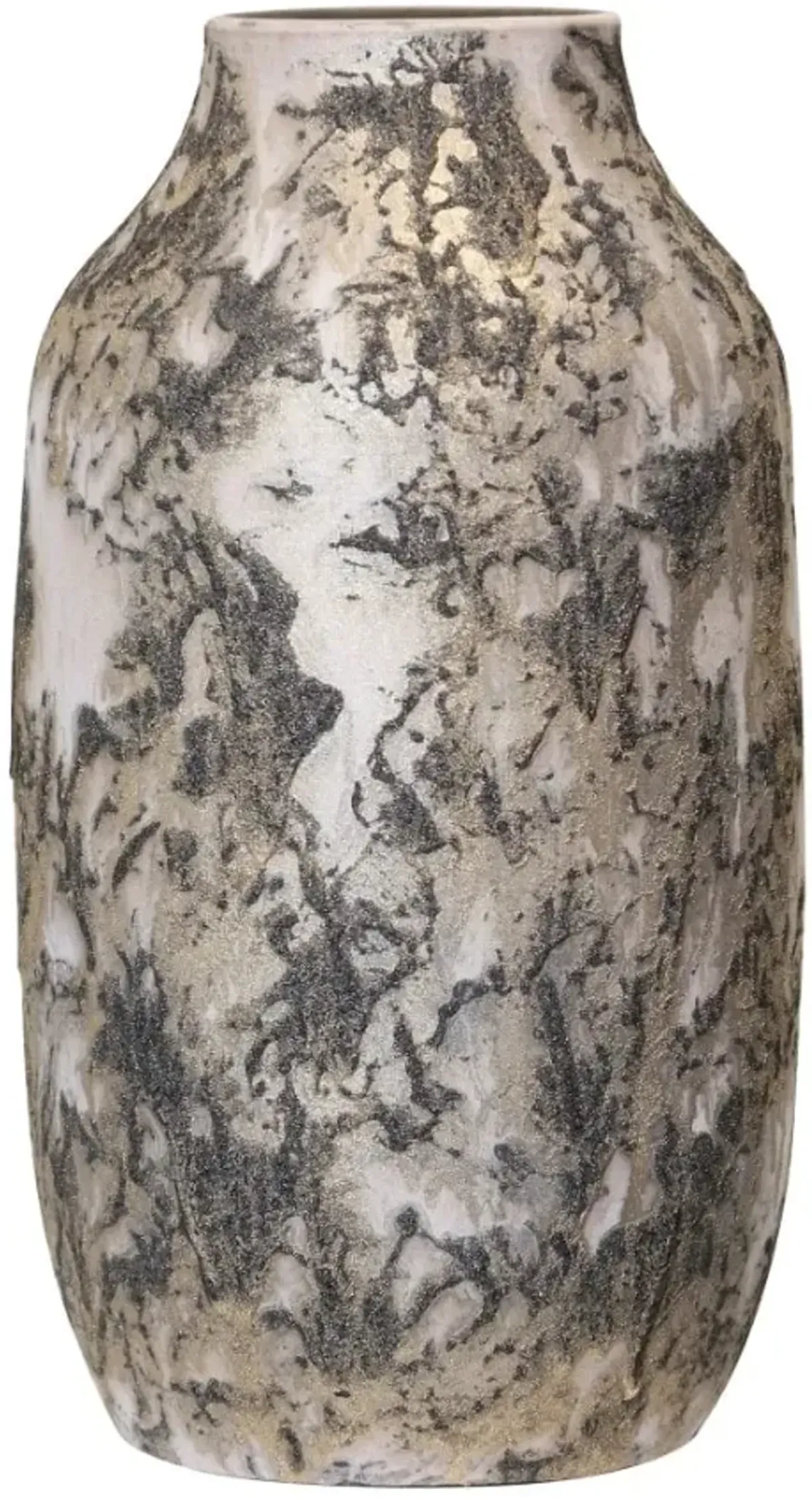 Short Tan, Black, and Gold Vase 16"H