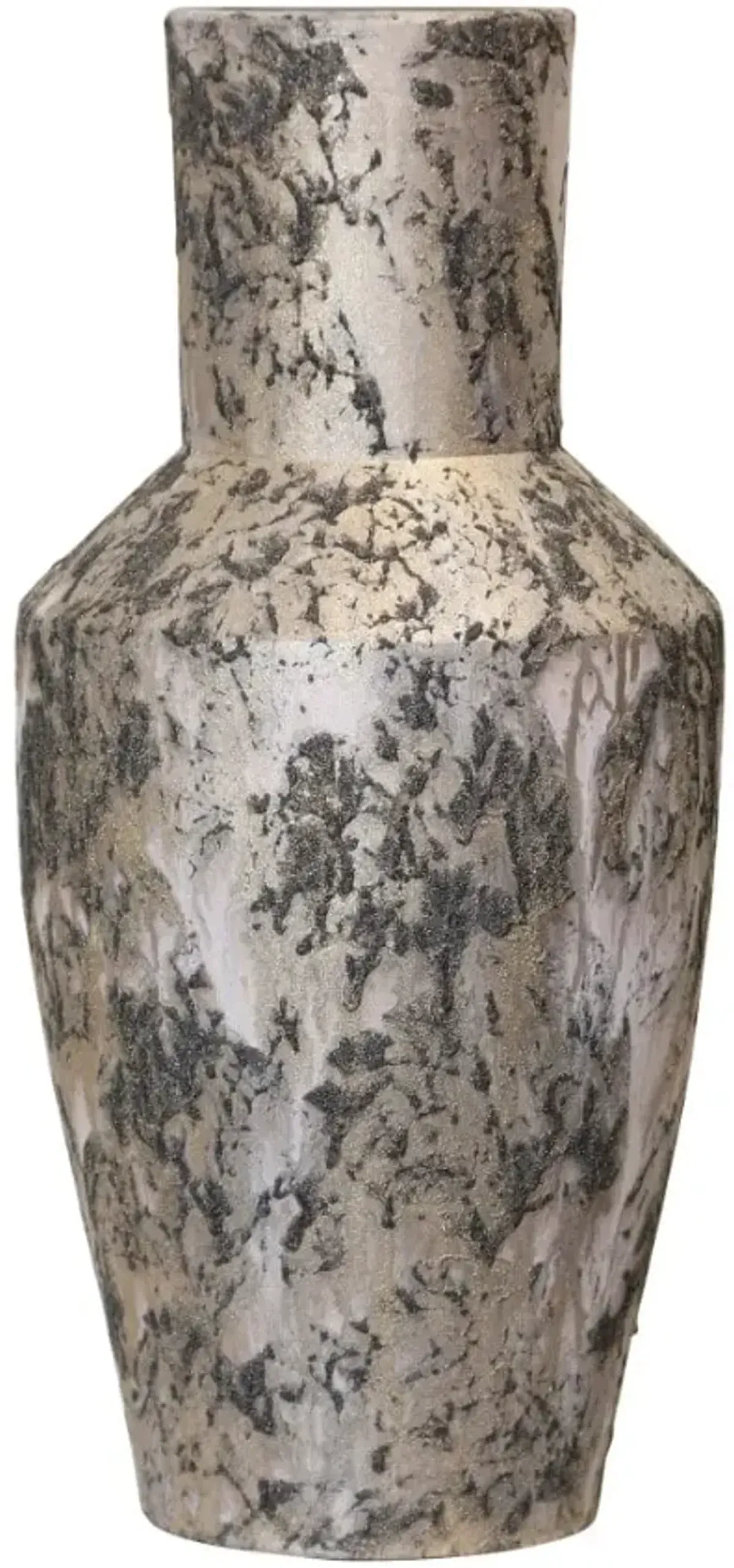 Tall Tan, Black, and Gold Vase 20"H