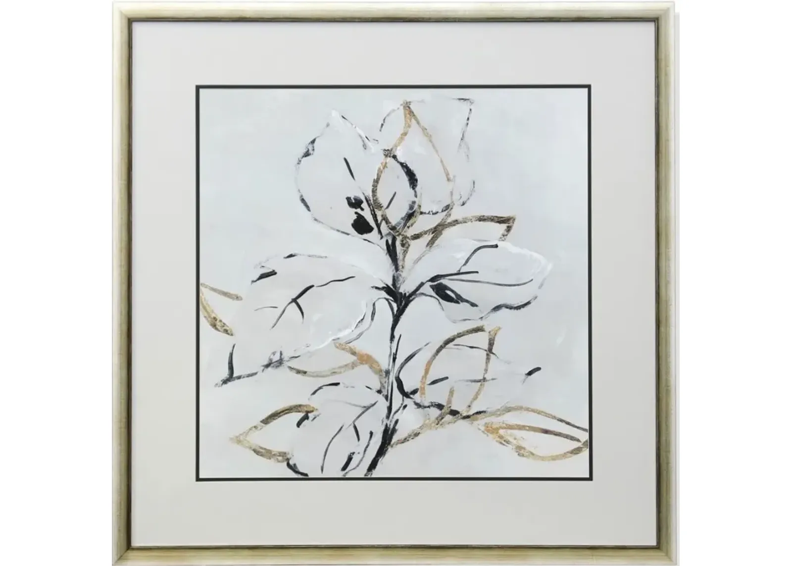 Cream, Black, and Gold Flower I Framed Print 35"W x 35"H