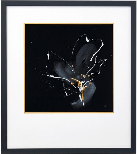 Black, White, and Gold Flower III Framed Print 30"W x 44"H