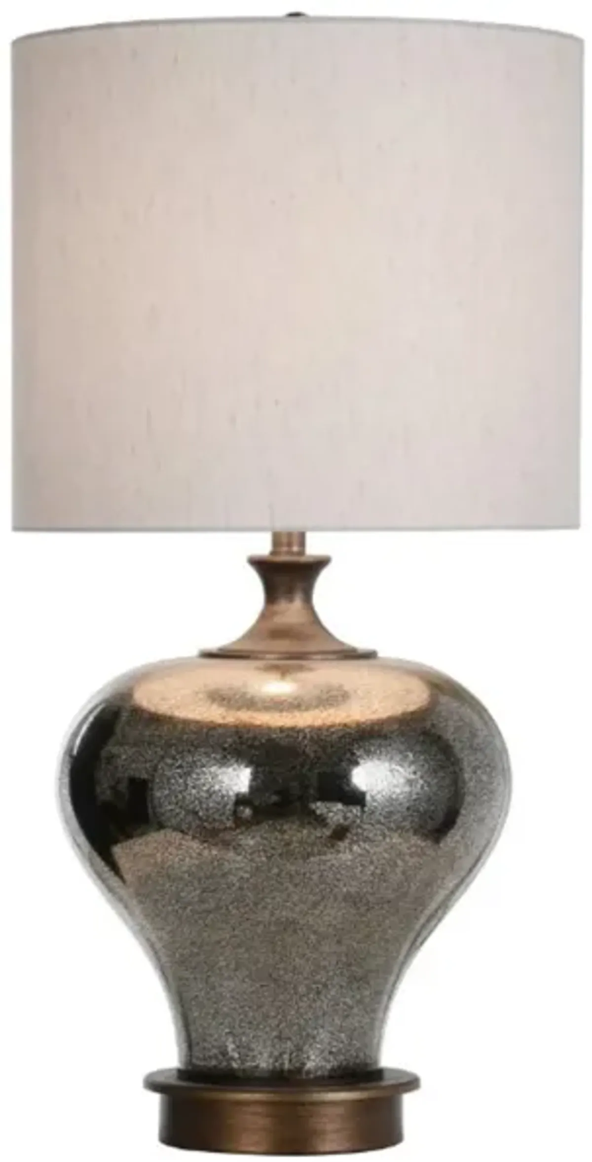 Mercury Glass and Bronze Metal Table Lamp 33"H