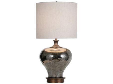 Mercury Glass and Bronze Metal Table Lamp 33"H