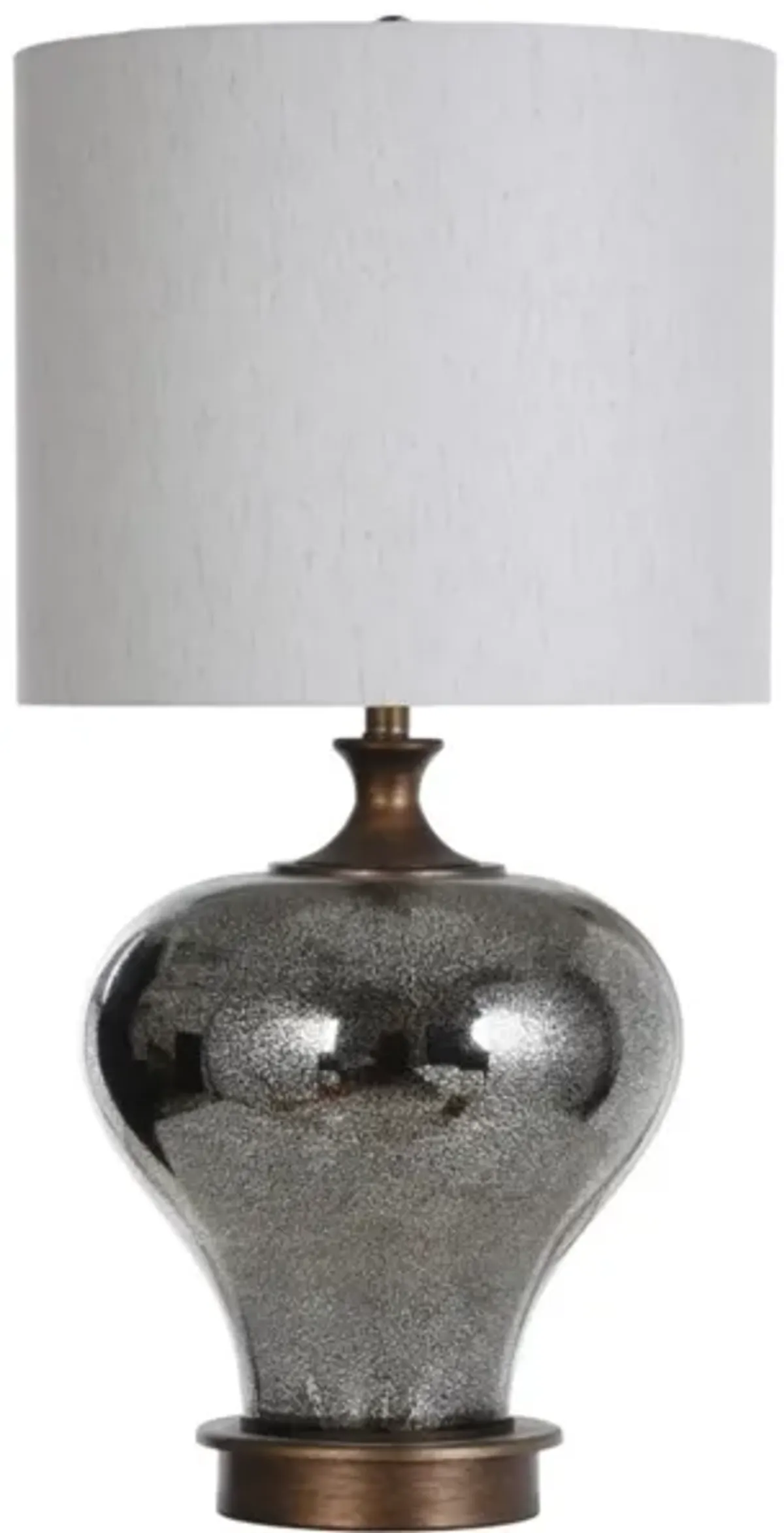 Mercury Glass and Bronze Metal Table Lamp 33"H