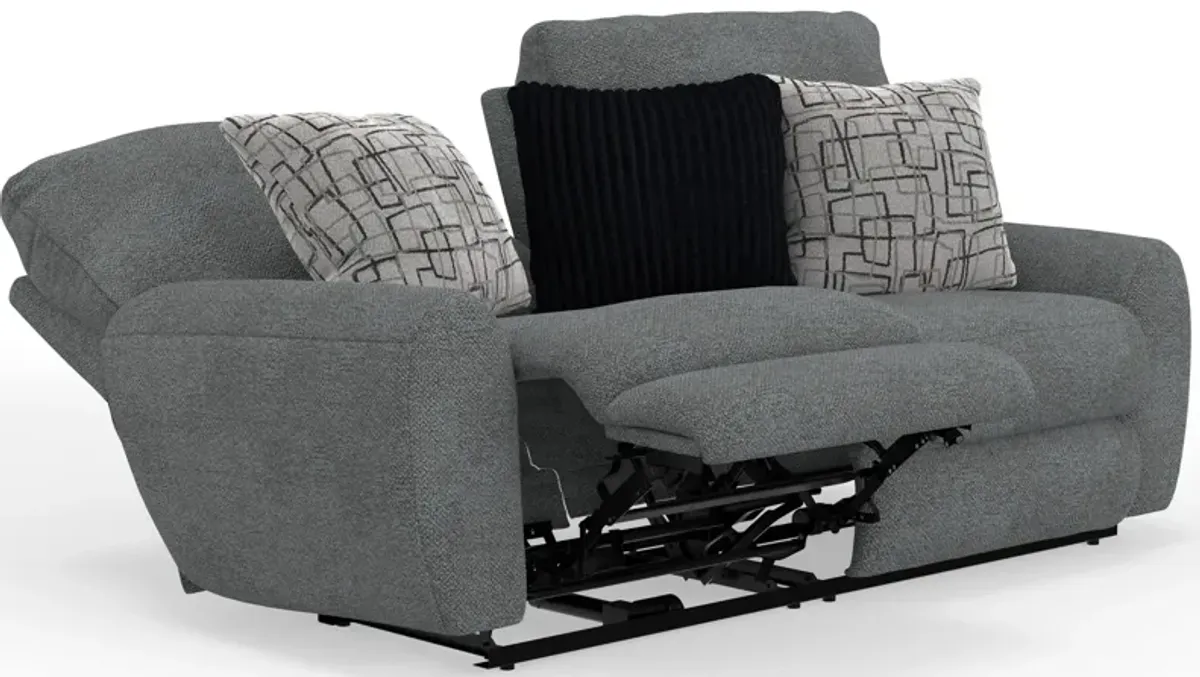 Nolan Power Lay-Flat Reclining Loveseat in Dolphin