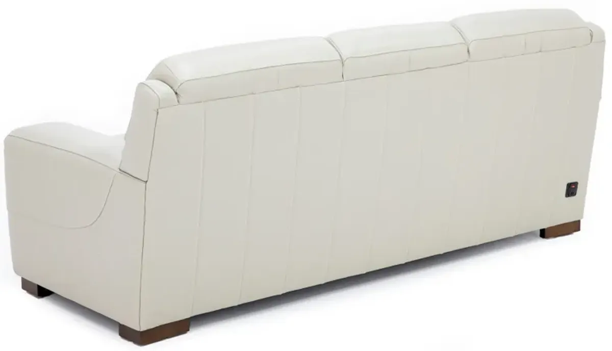 William Leather Sofa With Hidden Cupholders And Chargers in Ivory