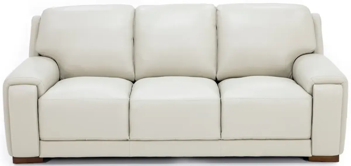 William Leather Sofa With Hidden Cupholders And Chargers in Ivory