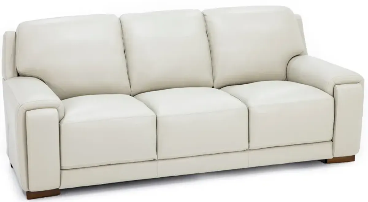 William Leather Sofa With Hidden Cupholders And Chargers in Ivory