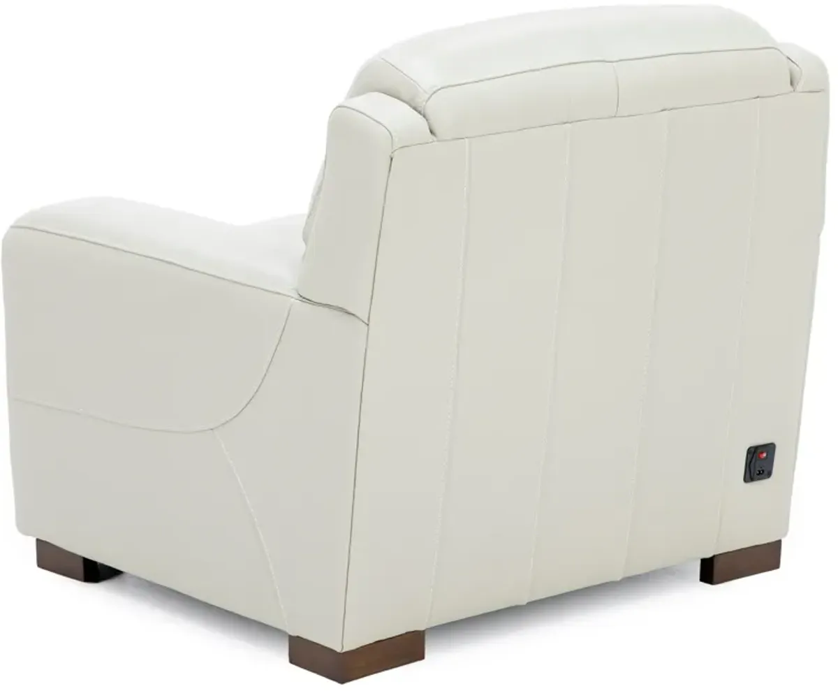 William Leather Chair With Hidden Cupholders And Chargers in Ivory