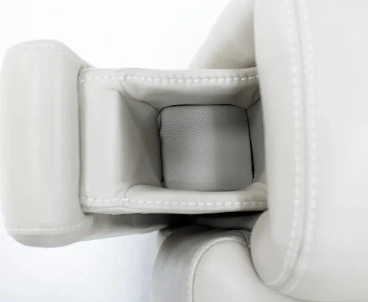 William Leather Chair With Hidden Cupholders And Chargers in Ivory