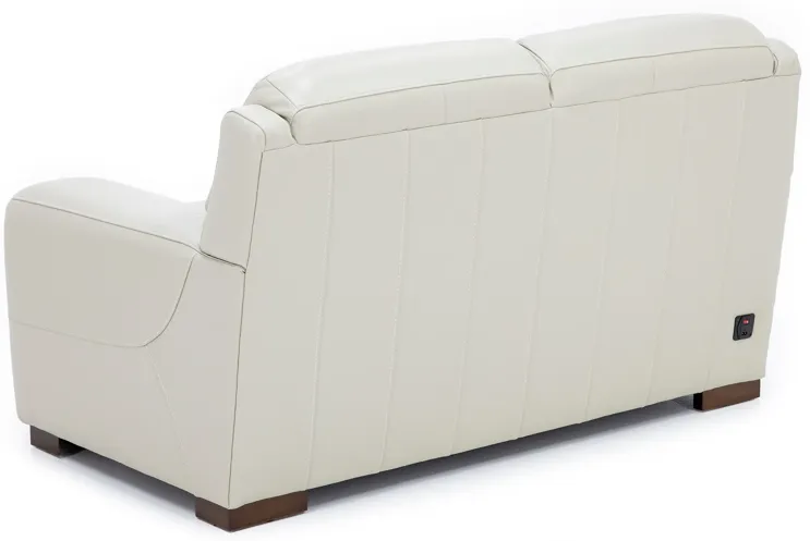 William Leather Loveseat With Hidden Cupholders And Chargers in Ivory