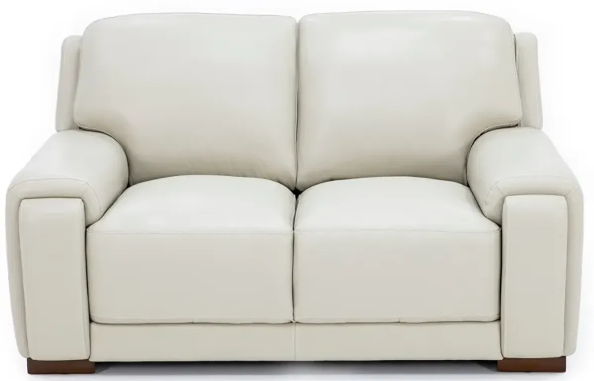 William Leather Loveseat With Hidden Cupholders And Chargers in Ivory