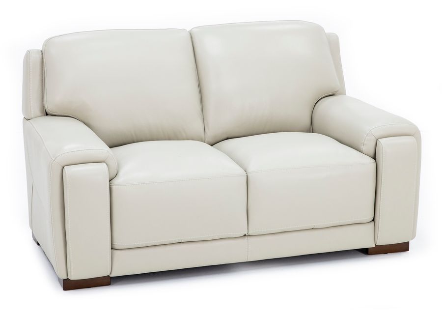 William Leather Loveseat With Hidden Cupholders And Chargers in Ivory