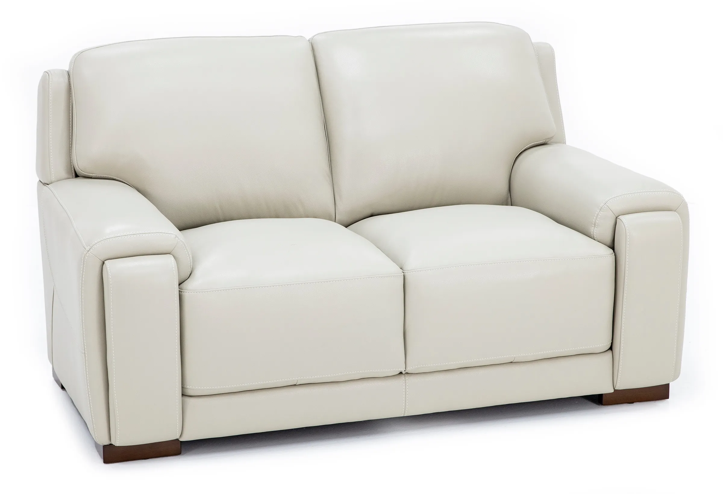 William Leather Loveseat With Hidden Cupholders And Chargers in Ivory