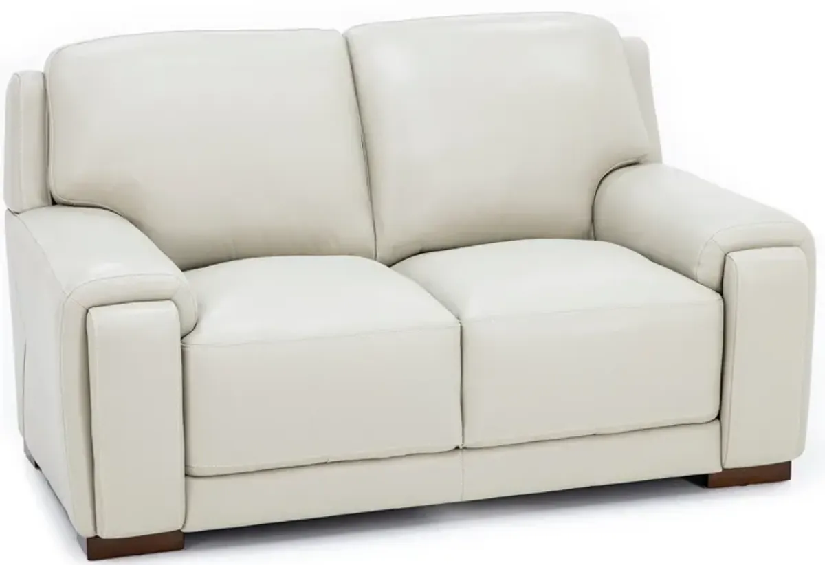 William Leather Loveseat With Hidden Cupholders And Chargers in Ivory