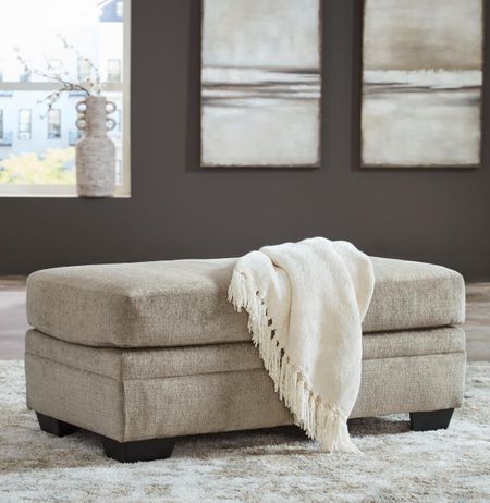 Harvey Wide Ottoman in Taupe