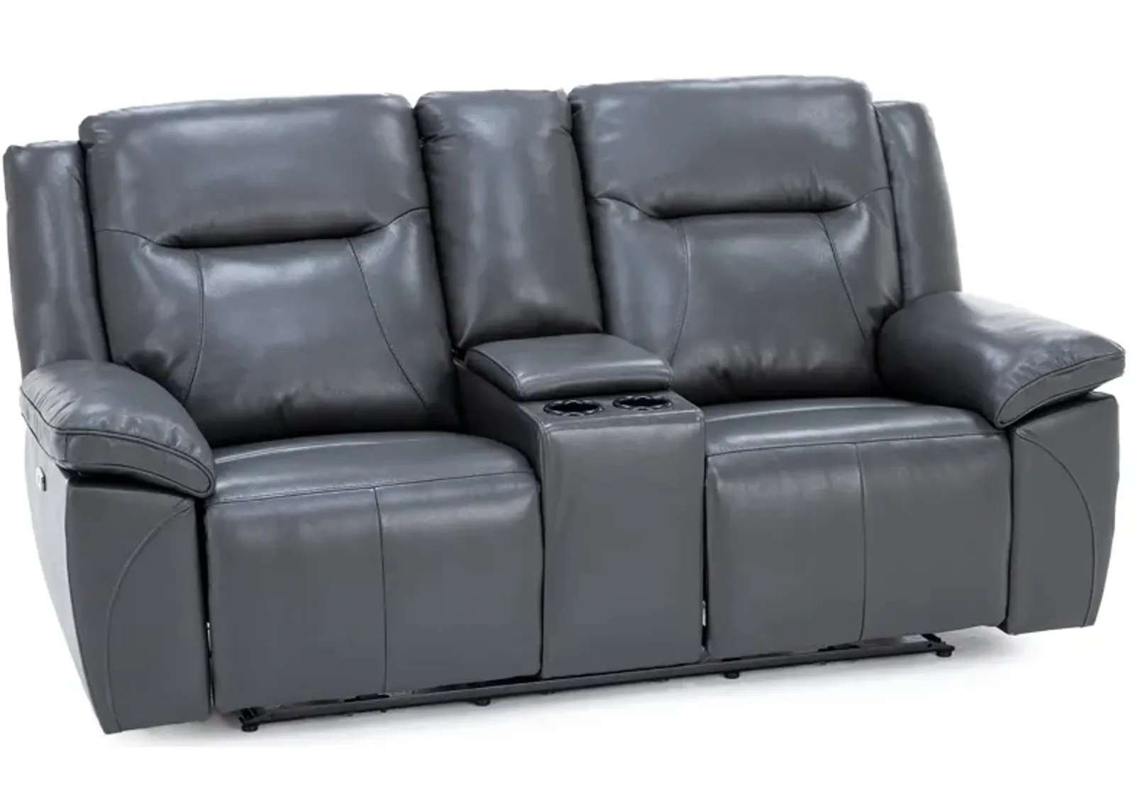 Castle Leather Power Headrest Reclining Console Loveseat