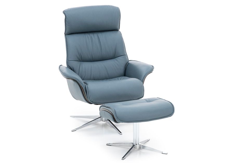 Modern Comfort by Direct Design Celestial Leather Reclining Swivel Chair and Ottoman Set