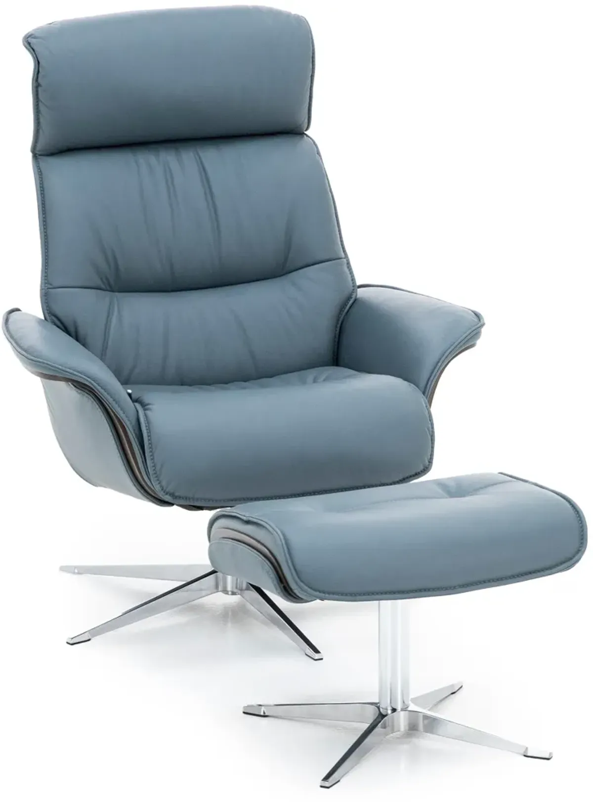 Modern Comfort by Direct Design Celestial Leather Reclining Swivel Chair and Ottoman Set