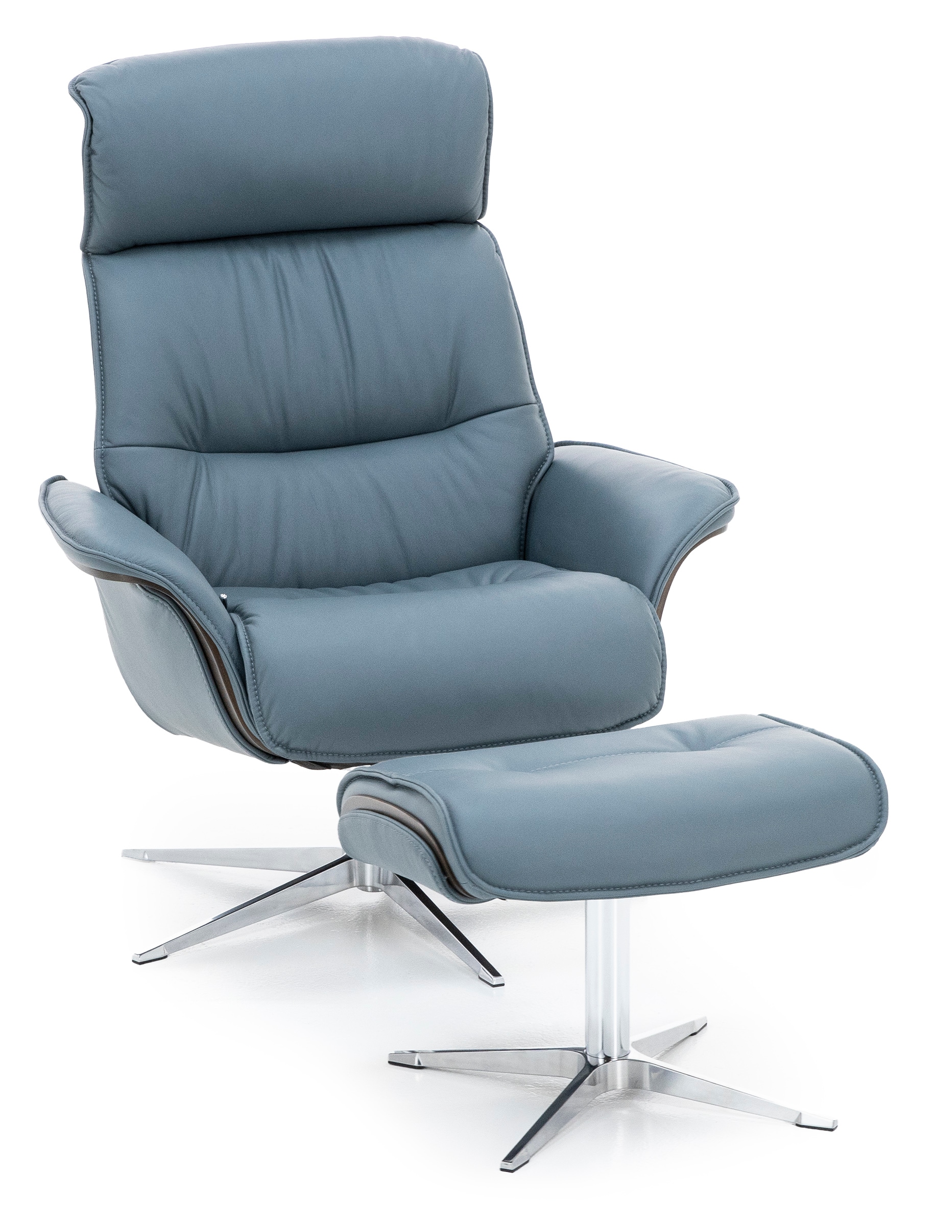 Modern Comfort by Direct Design Celestial Leather Reclining Swivel Chair and Ottoman Set