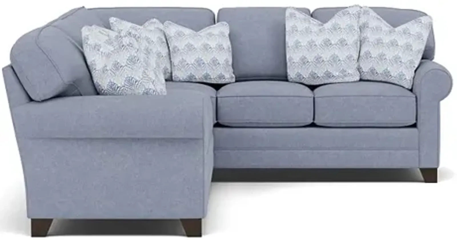 King Hickory Bentley 2-Pc. Sectional Left-Facing in Uprise Indigo with Yasmin River Pillows