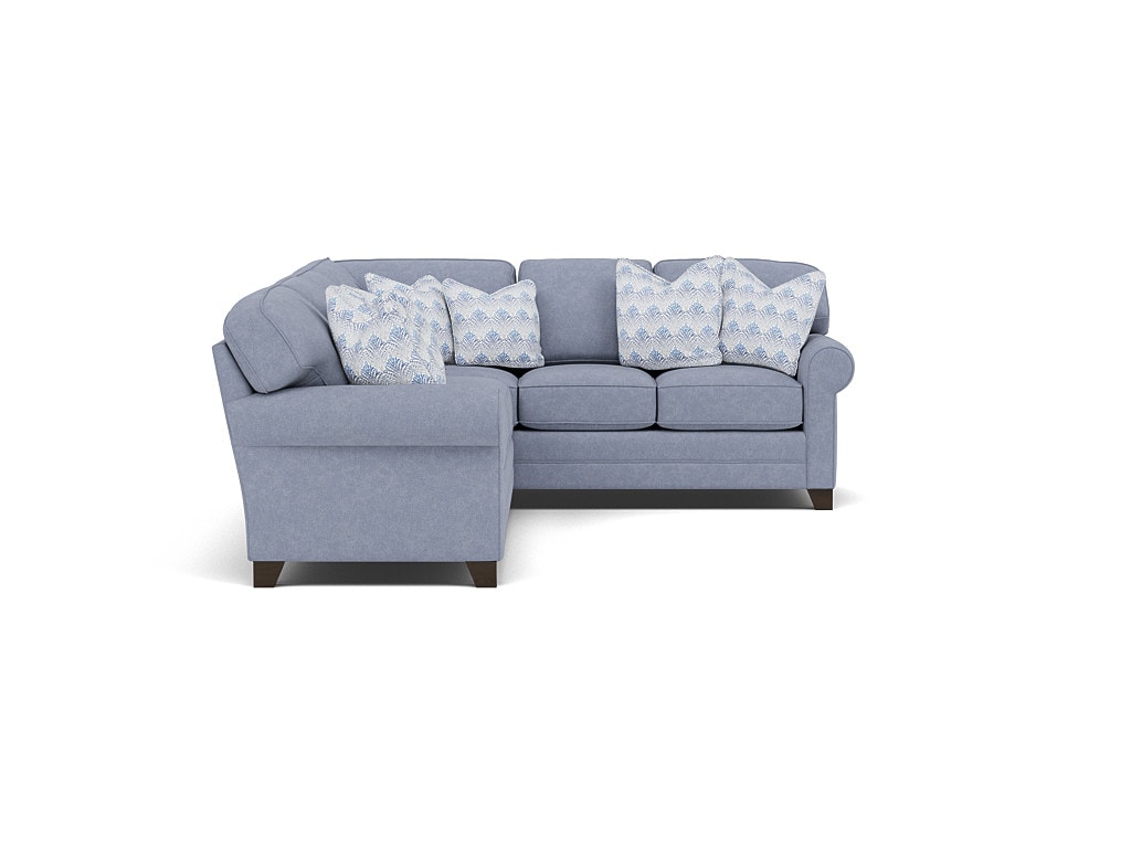 King Hickory Bentley 2-Pc. Sectional Left-Facing in Uprise Indigo with Yasmin River Pillows