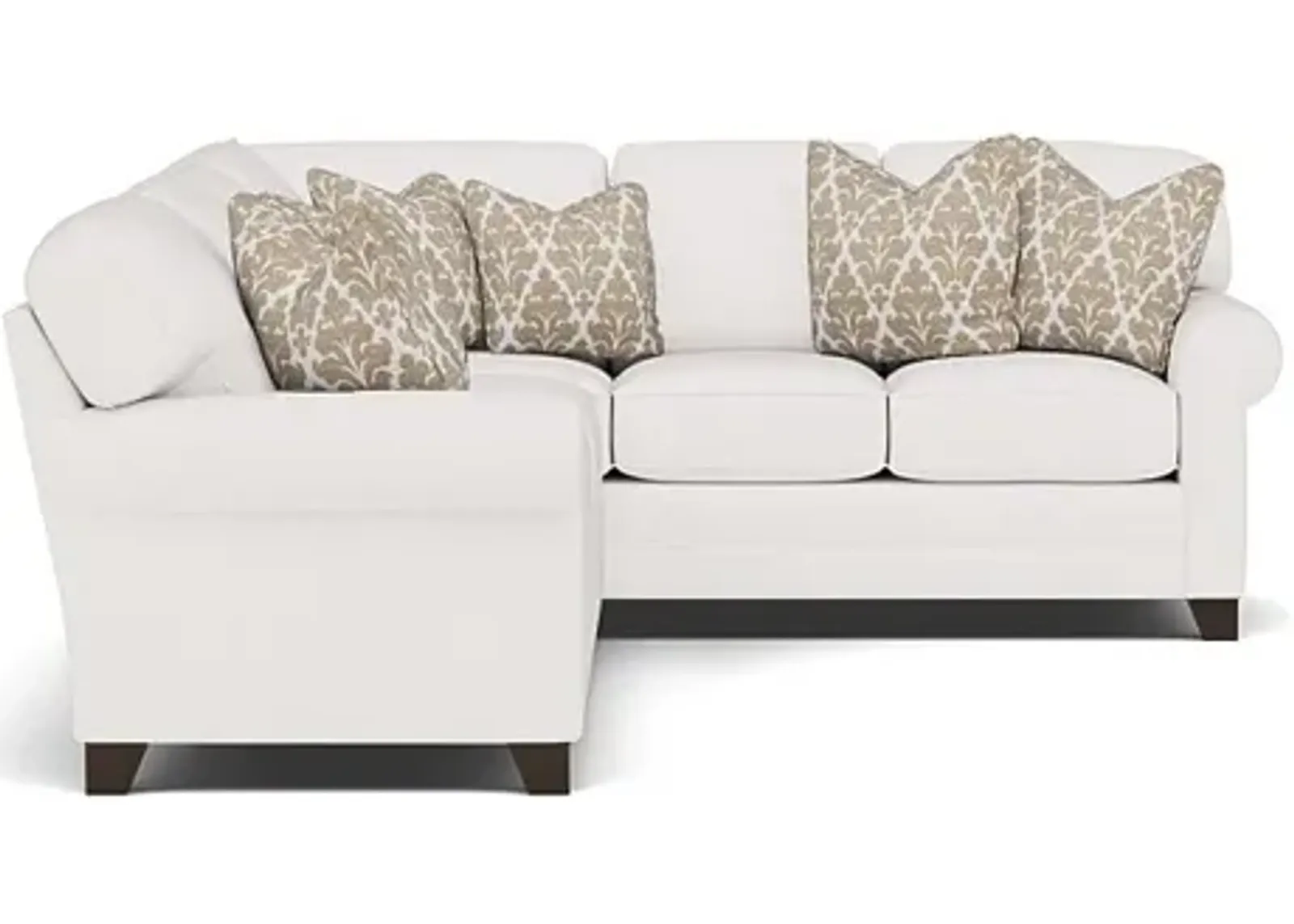 King Hickory Bentley 2-Pc. Sectional Left-Facing in Uprise Oyster with Cheech Latte Pillows