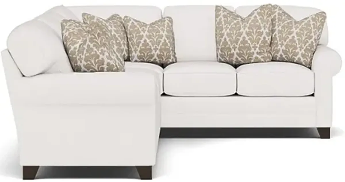 King Hickory Bentley 2-Pc. Sectional Left-Facing in Uprise Oyster with Cheech Latte Pillows