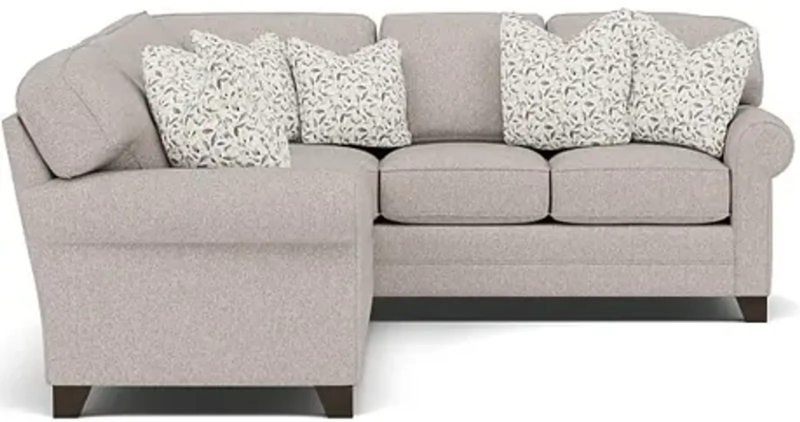 King Hickory Bentley 2-Pc. Sectional Left-Facing in Uprise Mineral with Barner Carbon Pillows