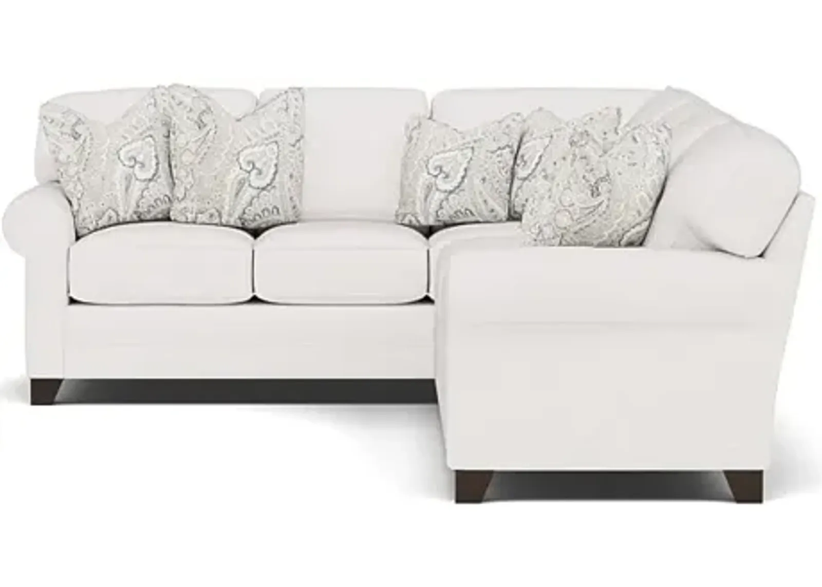 King Hickory Bentley 2-Pc. Sectional Right-Facing in Uprise Oyster with Tintagel Quartz Pillows