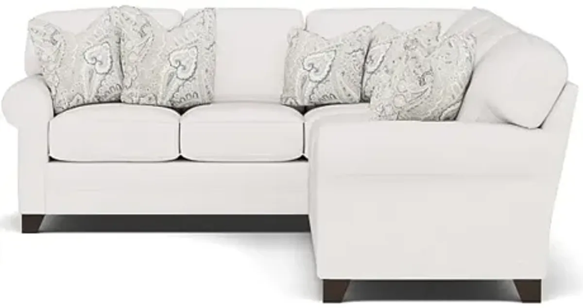 King Hickory Bentley 2-Pc. Sectional Right-Facing in Uprise Oyster with Tintagel Quartz Pillows