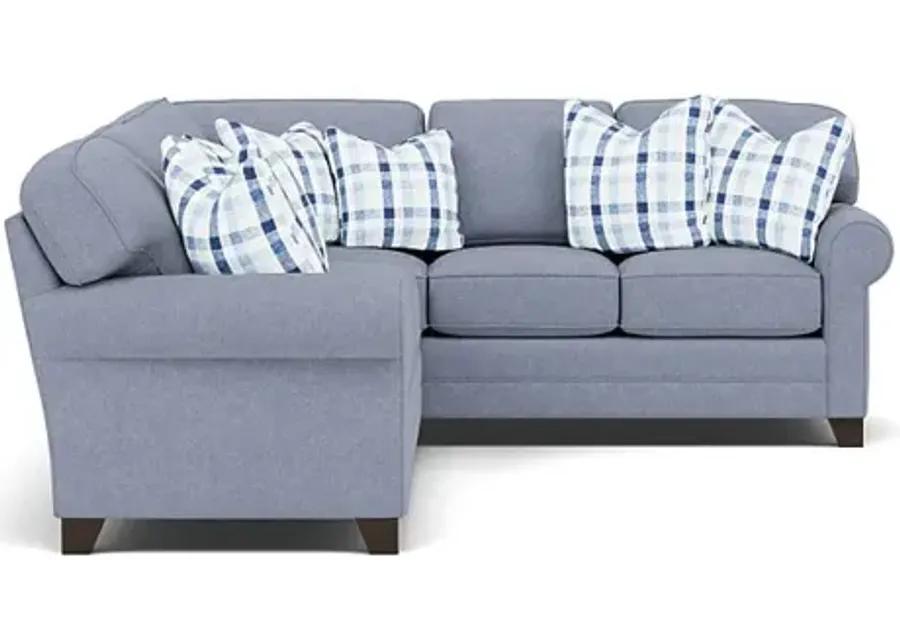 King Hickory Bentley 2-Pc. Sectional Left-Facing in Uprise Indigo with Jazz Twilight Pillows