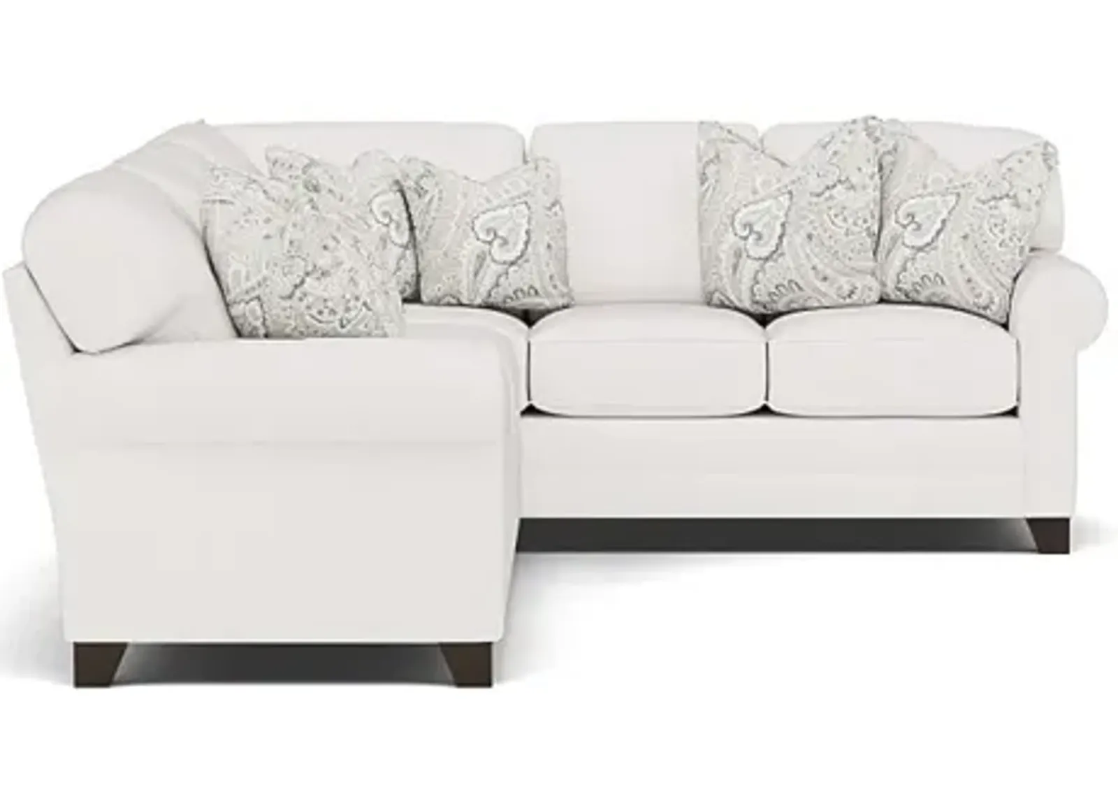 King Hickory Bentley 2-Pc. Sectional Left-Facing in Uprise Oyster with Tintagel Quartz Pillows