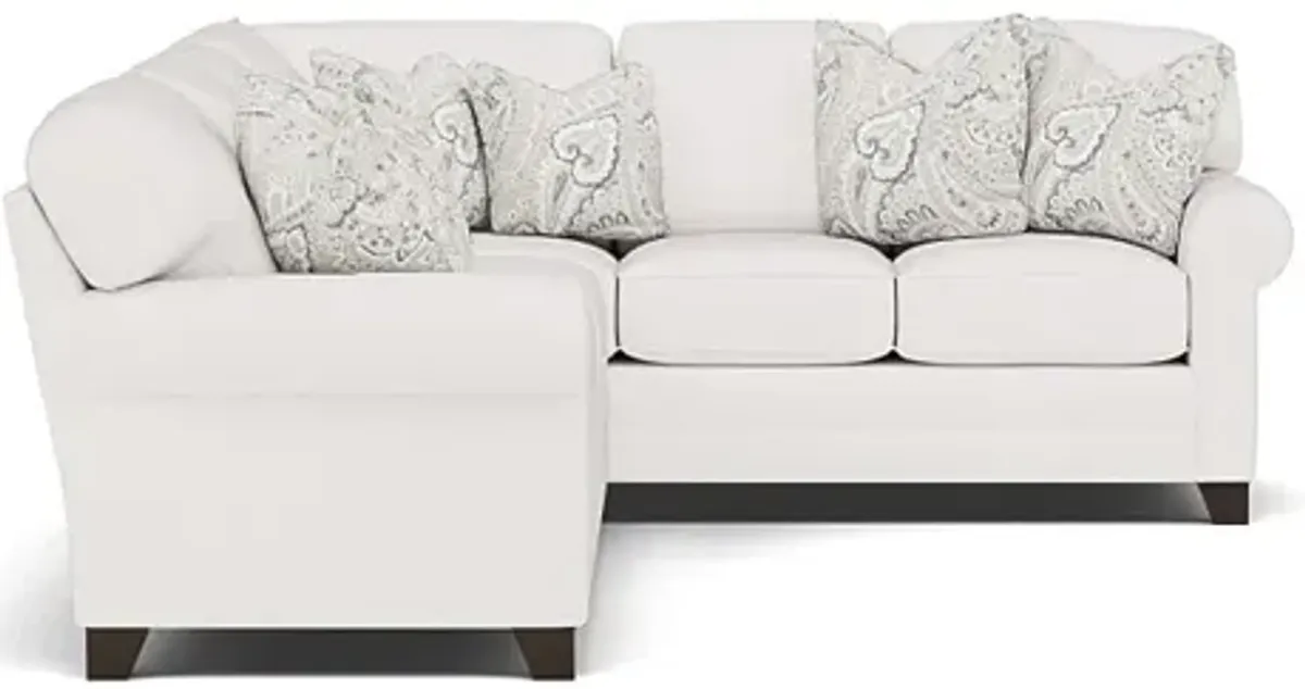 King Hickory Bentley 2-Pc. Sectional Left-Facing in Uprise Oyster with Tintagel Quartz Pillows