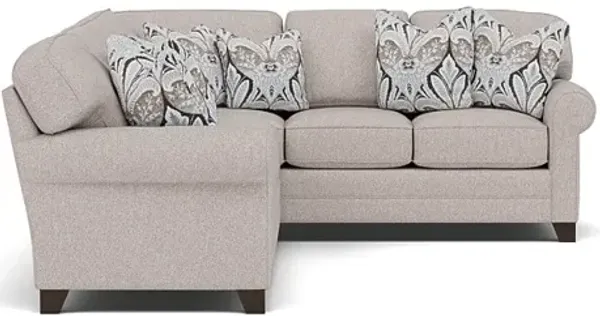 King Hickory Bentley 2-Pc. Sectional Left-Facing in Uprise Mineral with Viola Java Pillows