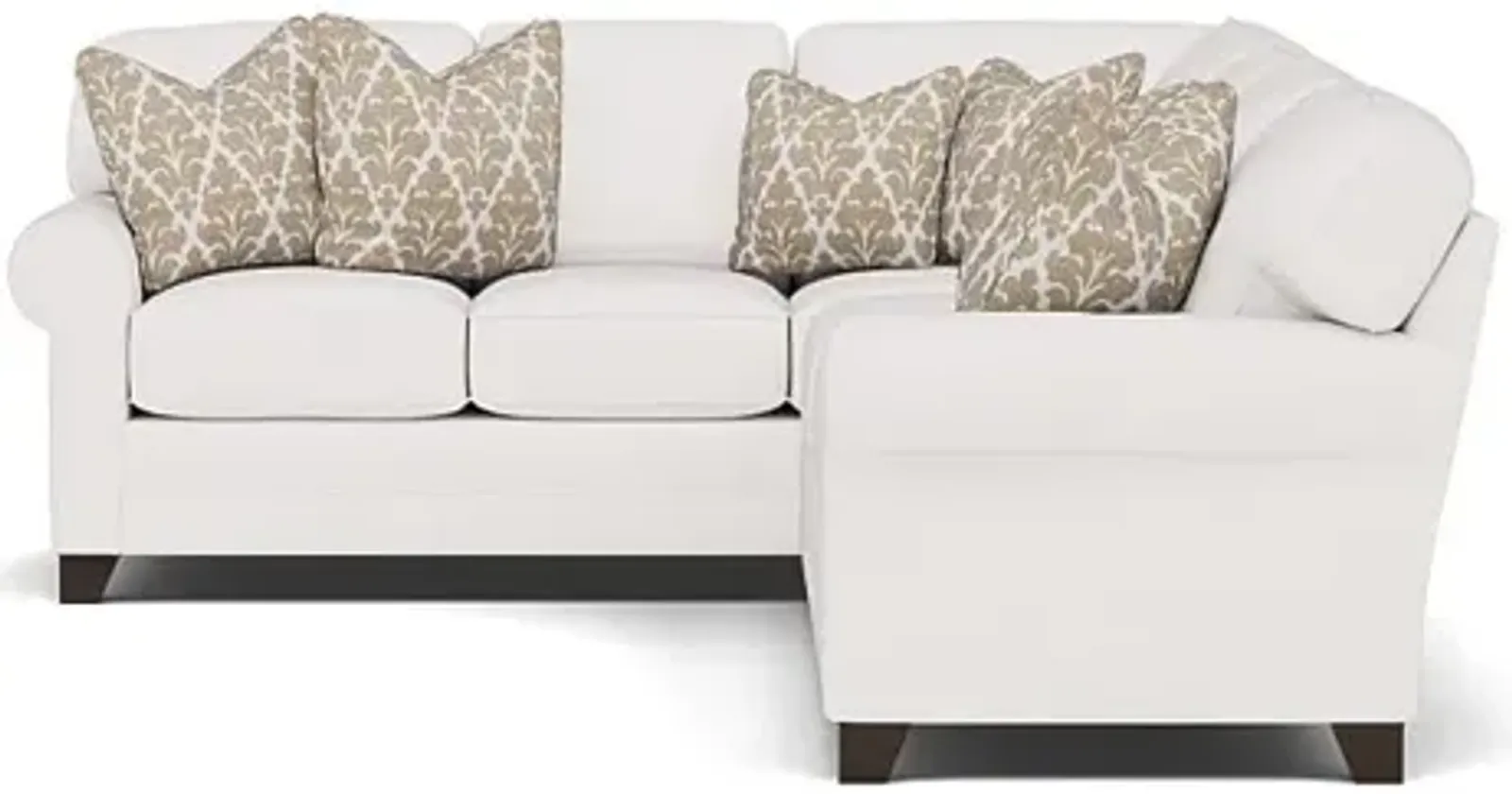 King Hickory Bentley 2-Pc. Sectional Right-Facing in Uprise Oyster with Cheech Latte Pillows