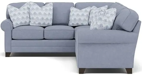 King Hickory Bentley 2-Pc. Sectional Right-Facing in Uprise Indigo with Yasmin River Pillows