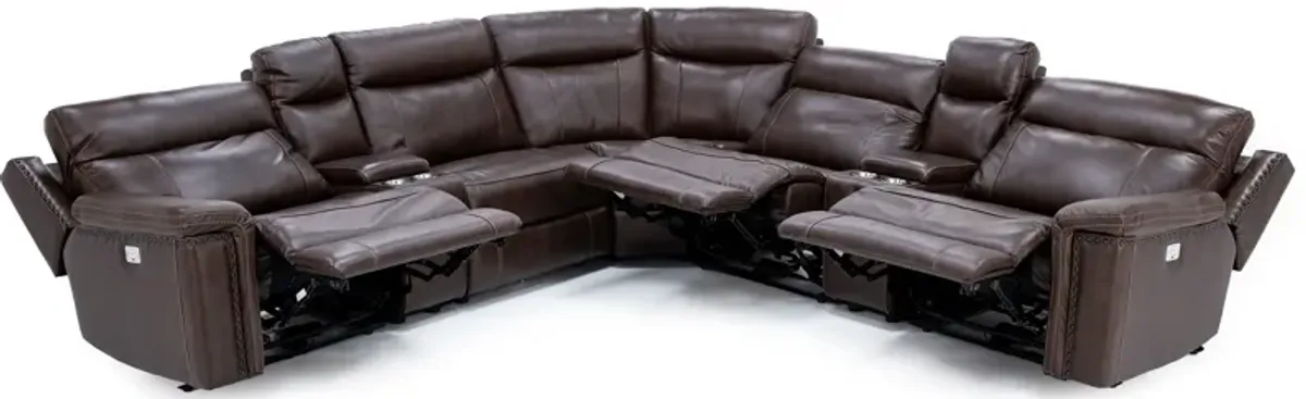 Sadie 7-Pc. Leather Wall Saver Power Headrest Reclining Modular
