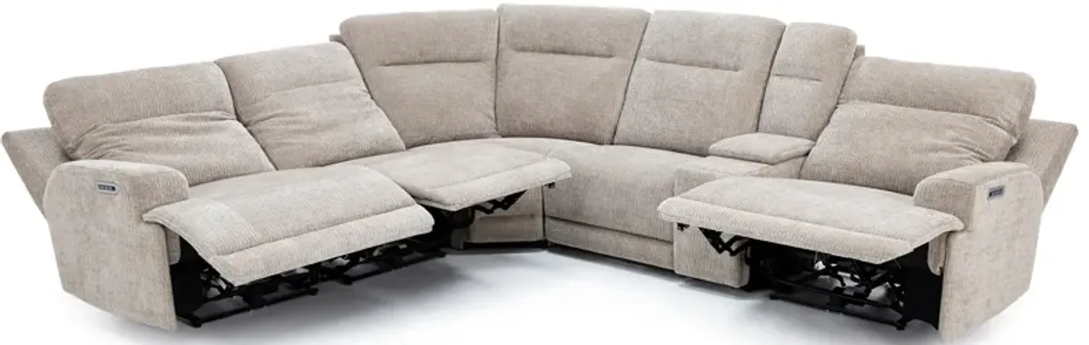 Genesis 6-Pc. Fully Loaded Reclining Modular In Update Fossil With 3 Reclining Seats