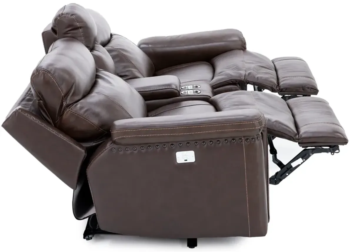 Sadie 3-Pc. Leather Wall Saver Power Headrest Reclining Console Loveseat