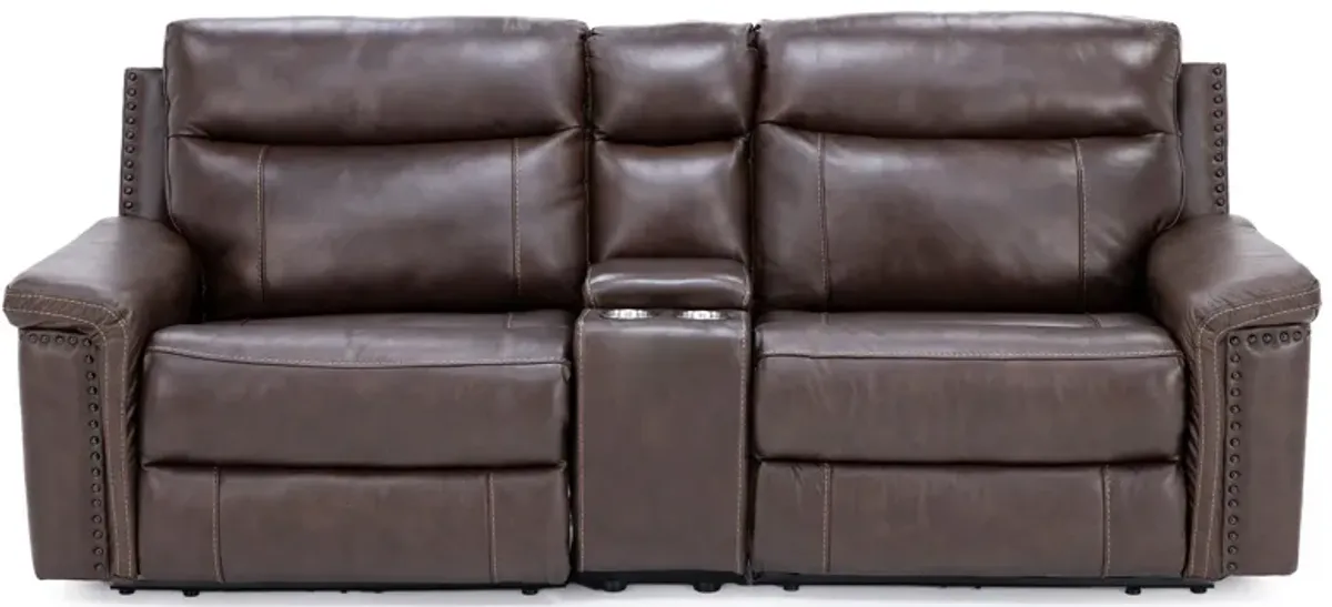 Sadie 3-Pc. Leather Wall Saver Power Headrest Reclining Console Loveseat