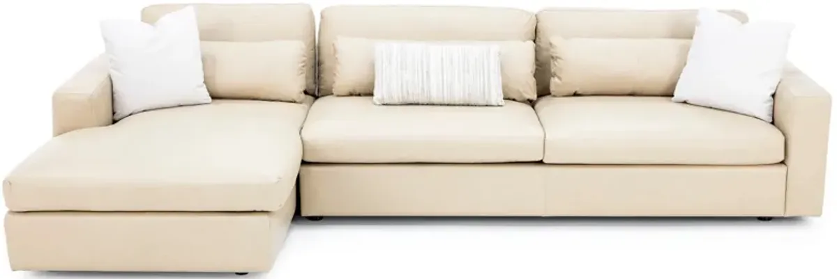 Custom Style Solutions 2-Pc. Leather Max Track Arm Chaise Sofa With Three Pillows In Classic Buff In