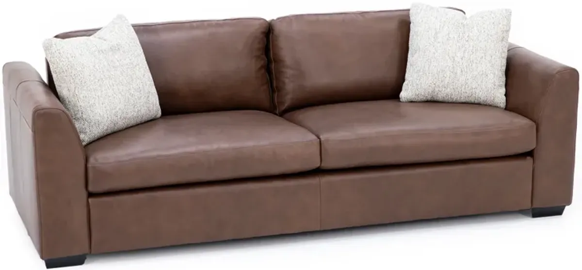 Custom Style Solutions Leather Sofa With Two Pillows