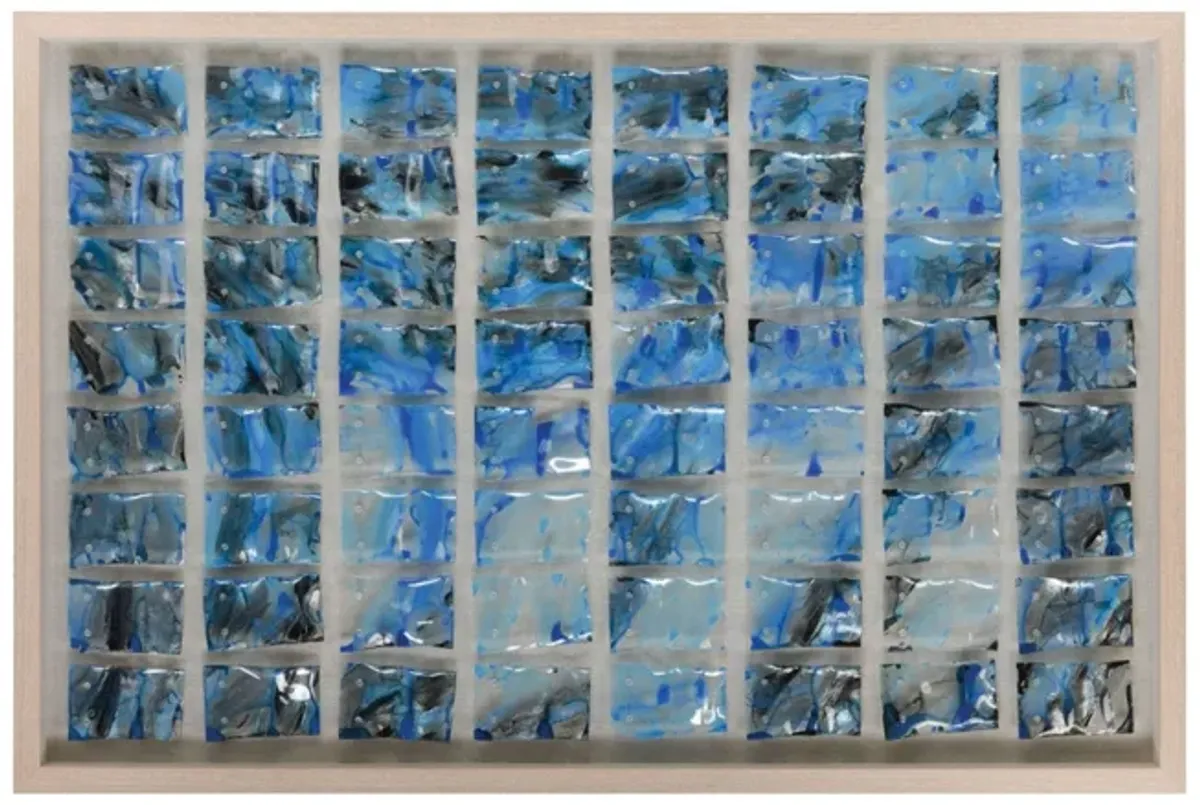 Blue Glass Framed Art 52"W x 37"H