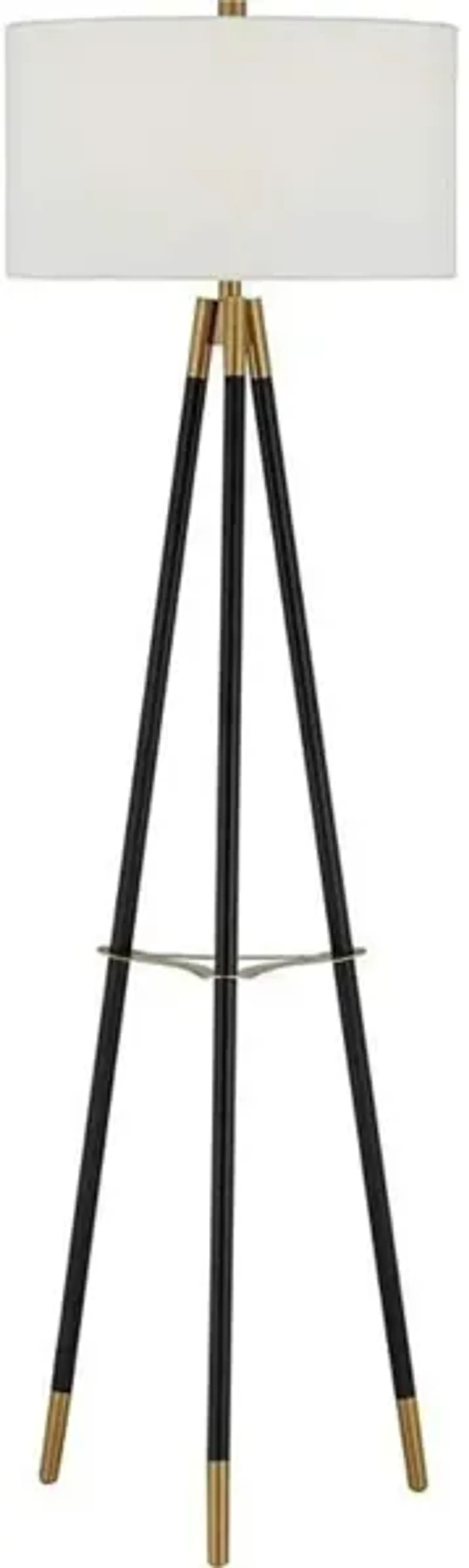 Black and Gold Tripod Floor Lamp 68"H